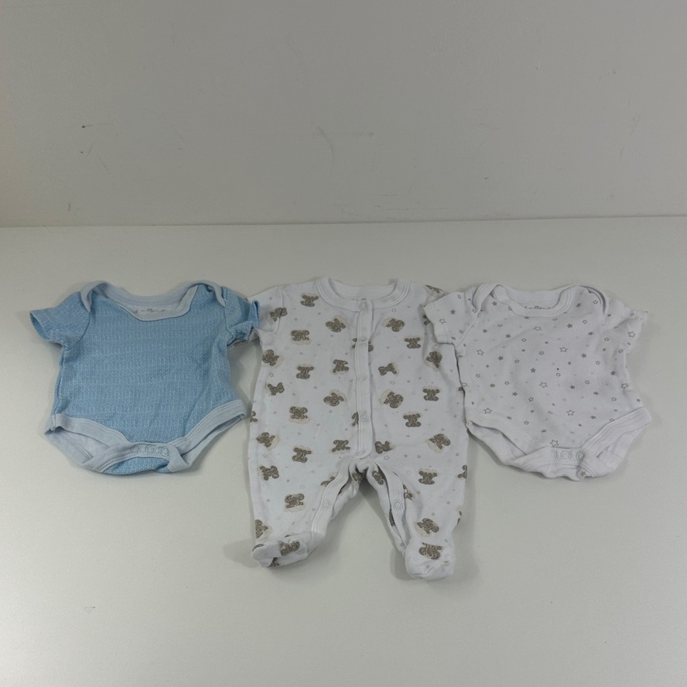 Rock a Bye Baby Boutique Onesie & Footed Sleeper Set - Blue, White, Beige